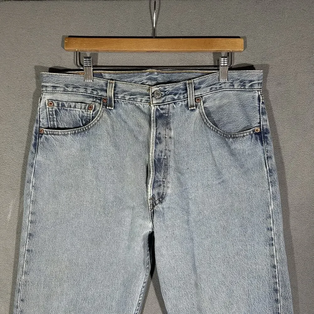 Vintage Levis 501 Jeans Mens 34x31 Blue 90s Made USA Button Fly Pants Size 34